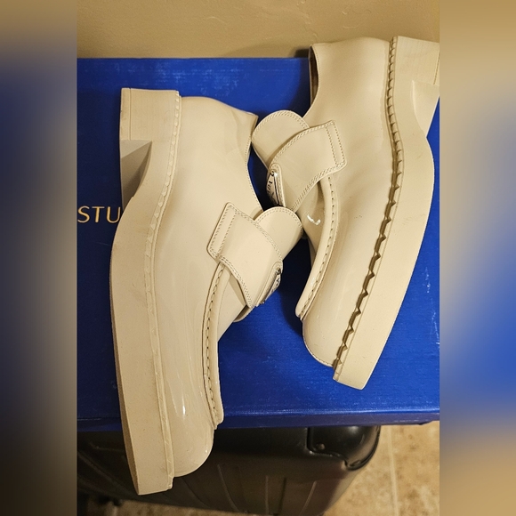 Prada Patent Leather Loafers in Ivory Off White - Picture 3 of 7